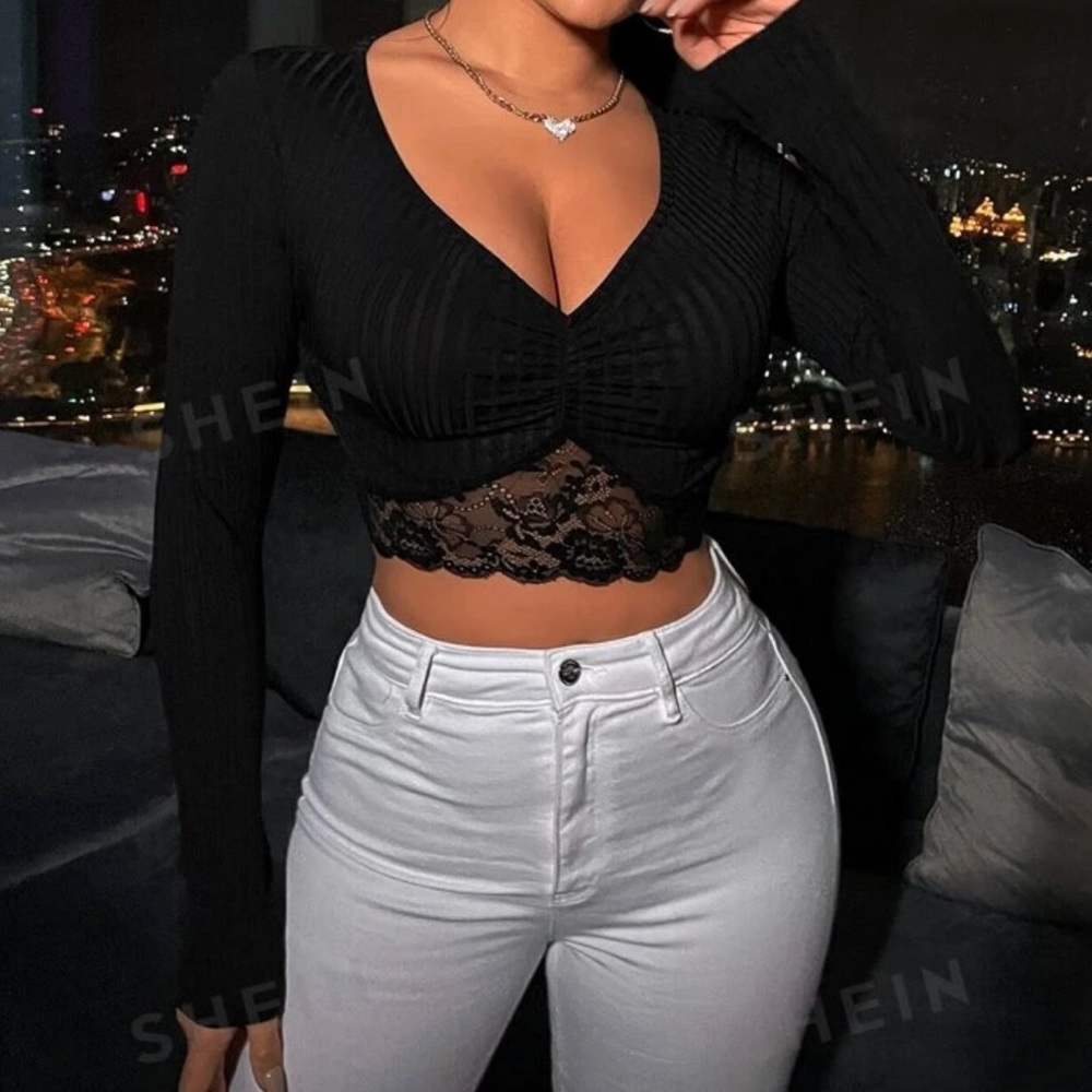 Shein Lace Black Crop top